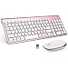 FENIFOX Wireless Keyboard and Mouse Combo,Full Size Quiet US Layout Slim Travel Compact Compatible with iMac MacBook PC Laptop Tablet Notebook Windows10 (Rose Gold) primary