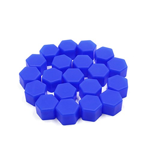 uxcell 20 Pcs 19mm Blue Silicone Luminous Car Vehicle Wheel Tyre Hub Screw Bolt Nut Cap Covers