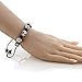 Gem Stone King 12MM White Pave Disco Ball Dia-Cut Adjustable Hot Skeleton Head Skull Bracelet