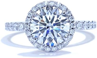 2.00 Carat Round Halo Simulated Diamond Engagement rings for women in 18k Gold Over Solid 925 Silver