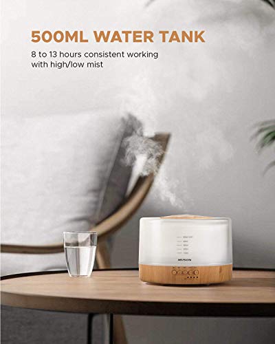 Aroma diffuser 500ml Diffusor Sound Machine Combo Diffusor für Aromatherapie Duftendes Öl Cool Mist Luftbefeuchter mit natürlicher Klangmusik und warmem Nachtlicht, wasserloses Auto aus, Weiß