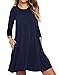 VEIMEILI Women's Casual Plain Simple T-shirt Loose Pocket Dress With Pockets (L, Navy Blue)