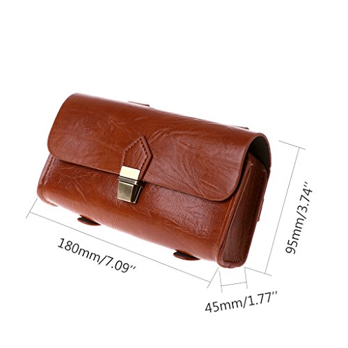 Faux Leather Vintage Cycling Handlebar Bag, 2 Strap Buckle Closure, Quick Release Clasp, Bicycle Rear Seat Brown Pouch Saddle Tail Wallet, Bike Saddlebags Purse - Thumbnail 2