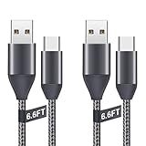 USB C Cable 6.6FT 2 Pack, Type C to USB A 2.0 Cord Charger Nylon Braided Charging Cords USB-C Cables fit Samsung Galaxy S8 S9 Plus Note 8 9 LG G5 G6 V20 V30 Moto Z Z2 Google Pixel 2 XL Nintendo Switch