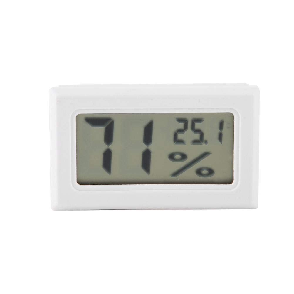 Mini Digital Thermometer Hygrometer - LCD Temperature Humidity Monitor with Probe for Reptile Tank, Incubators, Brooders, Office, Bedroom (White)