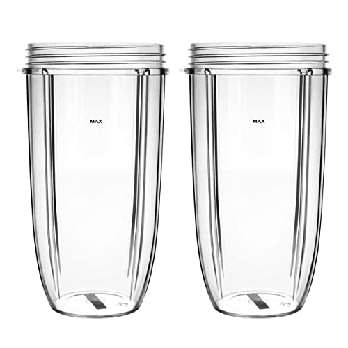TERRIFI Juicer Cups for NutriBullet Replacement Parts 600w 900W 18OZ 24OZ 32OZ Clear Mugs Blender Juicer Mixer. Clear, Upgraded Material, Pack of 2