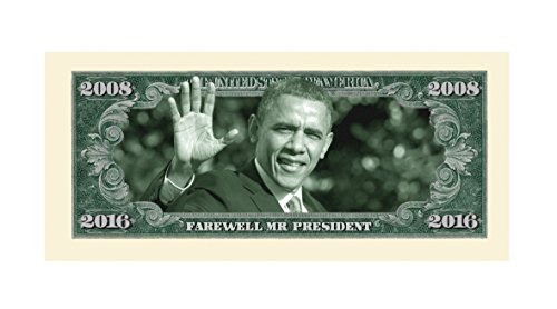 Barack Obama 2008-2016 Commemorative Dollar Bill in Currency Holder