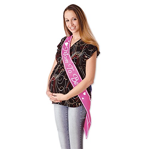 Super Z Outlet Mother to Be Colorful Satin Sash Hearts for Baby Shower Future Expecting Mom Accessory and Decorations Gift (Pink)