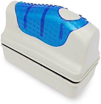 Magnetic Fish Tank Cleaner Aquarium Scrubber Algae Scraper with Floating Brush Design and Easy Grip Handle for 0.39 inch or 10 mm Glass Thickness - Grey Blue