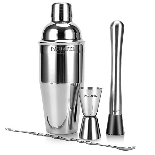 PADIAFEL Cocktailshaker Set, Premium Edelstahl Bar Cocktailset: 0,75l Cocktail Shaker Bar-Set, Drink Mixer mit… – Bild 3