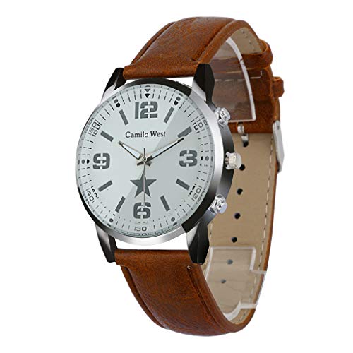 Business Watch for Men Analog and Digital，Londony❀♪ Boy's Fashion Business Quartz Watch with Brown Leather/Mesh Strap - Thumbnail 4