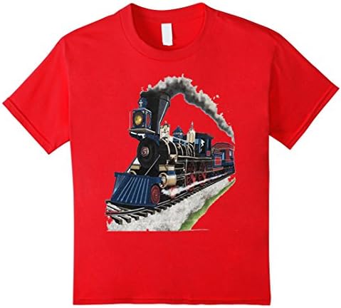 Kids ShirtWerks Boys or Girls Choo Choo Steam Train T-Shirt 4 Red