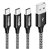 Câble Micro USB, RAVIAD [Lot de 3, 2M] Chargeur Micro USB Nylon Tressé Charge Rapide et Synchro pour Android Samsung…