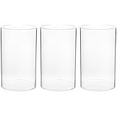 Luxshiny Glass Candle Cover Windproof Cylinder Candle Holder 3.94X2.36X3.94 Inches Clear Glass Hurricane Holder for Home Decor Wedding Banquets