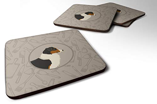 Caroline's Treasures CK2163FC Set of 4 Australian Shepherd in The Kitchen Foam…