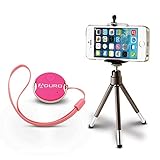 Aduro U-SNAP SF45 Universal Wireless Bluetooth Selfie Remote / Camera Shutter for iPhone, iPad, Samsung, LG, HTC, Android with Tripod (Pink)