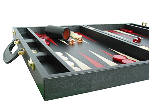 Zaza & Sacci Leather Backgammon Set - Board Game - 20" Black Case