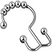 Utopia Bedding Shower Curtain Hooks Shower Rings Double Glide Roller - Polished Chrome - Set of 12 Rings (Chrome) primary