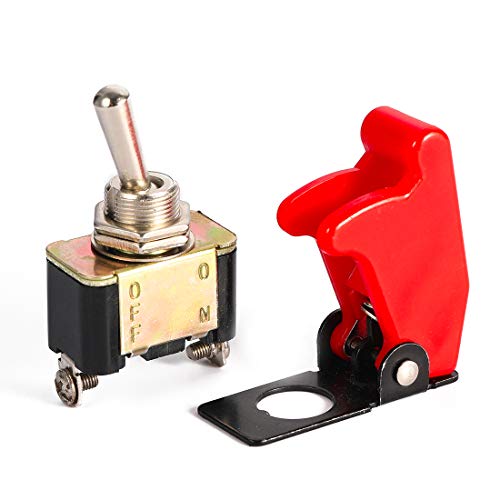 image for CZC AUTO 5 Pack Rocker Toggle Switch ON OFF with Red Aircraft Safety C