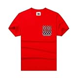 Men's Jacquard Pocket T-Shirt Crew-Neck Short Sleeve Beautiful Giant Pocket Tee