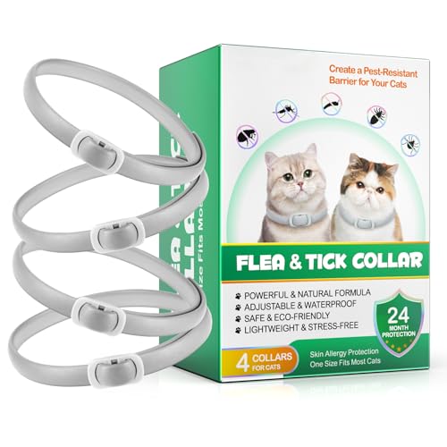 Collar for Cats, 4 Pack Collar for Kittens & Adult Cats, Adjustable & Waterproof Design (Grey)