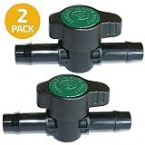 2-Pack in-Line Barbed Ball Valve 13mm for 1/2 Inch Tubing .520 ID - Regulate and Shut-Off/On Water Flow