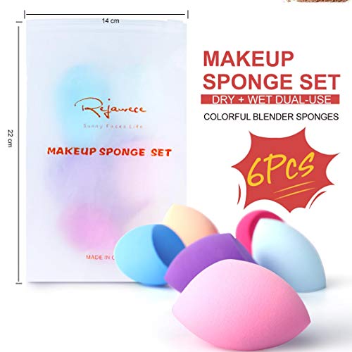 Makeup Sponge Set by Rejawece, Makeup Sponges Blender Beauty Foundation Blending Sponges, Flawless for Liquid, Cream, and Powder, Multi-colored Makeup Sponges - 6 Pcs Set