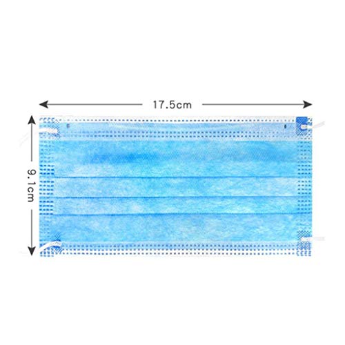 Beauteye 50 PCS Unisex Blue Disposable Three-Layer Non-Woven Windproof Dustproof Anti Fog Anti-Pollen Allergy Face Safety Protective Cover for School Office Shopping Daily Work (50 PCS, Blue)