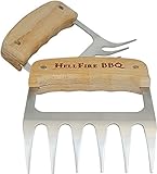 HellFire BBQ Meat Claws - Our Pulled Pork Shredders Feel Like Bear Paws, Or Wolverine's Claws, Compared To Boring Meat Handlers Or Forks - Heat Resistant Stainless Steel Metal - Wooden Handles
