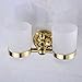 Leyden Wall Mount Bathroom Golden Ti-PVD Finish Brass Material Double Tumbler Toothbrush Holder