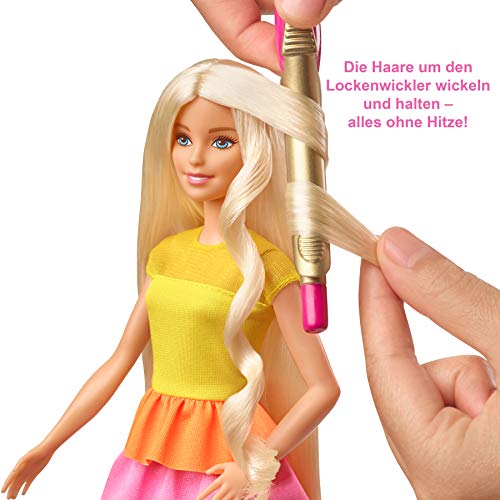 Barbie GBK24 - Locken Style Puppe (blond) mit Lockenstab und Zubehör, Puppen Spielzeug ab 5 Jahren, Mehrfarbig – Bild 4