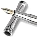BEILUNER Luxury Fountain Pen Set, Solid 24K Gilded Medium Nib, Stainless Steel Body - Includes 6 Ink Cartridges & Ink Refill Converter with Gift Case - Perfect for Men and Women(Gray)