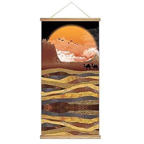 Wooden Framed Hanging Poster Nordic Style Nature Landscape Wall Picture Canvas Artwork for Home Decoration Ready to Hang - 18"x36"