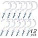 ENTHUR Ceiling Hooks, 2 Inches Cup Hook Holder Screw-in Hooks for Hanging Plants Mugs Kitchen Utensils Wind Chimes Indoor and Outdoor Use, White - 12 Pack