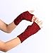 GBSELL Women's Winter Crochet Knitted Arm Long Fingerless Warmers Gloves (Wine Red)