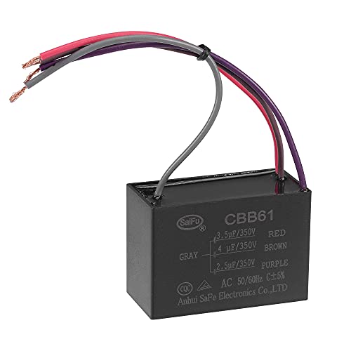 uxcell Ceiling Fan Capacitor CBB61 3.5/4/2.5uF 350V AC 4 Wires Metallized Polypropylene Film Capacitor 58x40x28mm for Electric Fan Pump Motor Generator: Industrial & Scientific