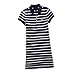 Teeuiear Women Embroidery Polo Striped Print Summer T Shirt Dress Slim Casual Mini Sport Dresses (M, Q896 Navy)