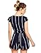 Romwe Women's Casual Vertical Striped Jumpsuit Romper with Belt Navy M
