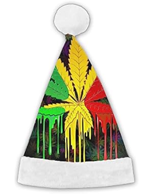 Christmas Hat Tie Dye Weed 3D Graphic Printed Santa Cap For Adults And Children