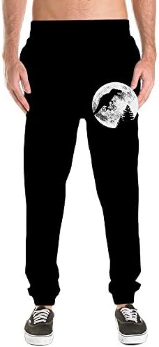 T-Rex Moon Men's Basic Cotton Sweatpants Gym Pants Fitted Bottom Elastic Waist