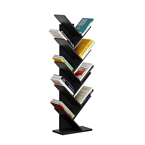 HOMEFORT 9Shelf Bookshelf,Geometric Tree Bookcase,Wood Bookshelves