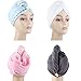 Microfiber Hair Drying Towels, Fast Drying Hair Cap, Long Hair Wrap,Absorbent Twist Turban, White, Light Blue, Pink, Dark Gray (4 pack)