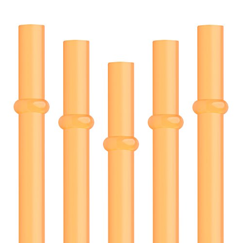 Dakoufish 12 Piece 9 Inch Reusable Plastic Thick Drinking Straws BPA Free Mason Jar Straws Plain Color (9inch,Orange)