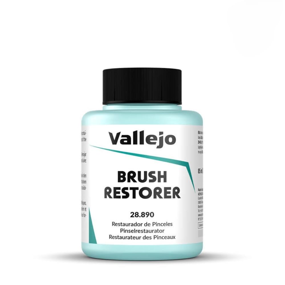 Vallejo Brush Restorer, 85 ml, Revives and Cleans Brushes, Ideal for Acrylic and Oil Paints, Non-Toxic Formula, Essential for Artists
