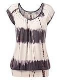 DJT Women's Tie Dye V Neck Short Sleeve T Shirt Tunic Top X-Large Tie Dye Coffee