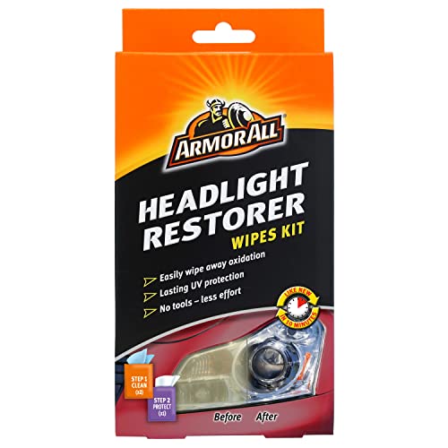 Armor All Scheinwerferrestaurierung, Auto-Scheinwerfer-Reinigungstuecher, 2 Tuecher, Verpackung kann variieren, Gelb