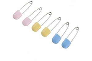 Generic Cloth Diaper Pin, 6 Pack, Modern Style, Assorted Color, Plastic, Metal Material