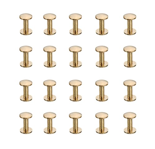 SummerHome Solid Brass Screw Arc Head Button Stud Nail Screw Back Spots for Leather Belt Purse Handbag DIY - 12mm,Pack of 20