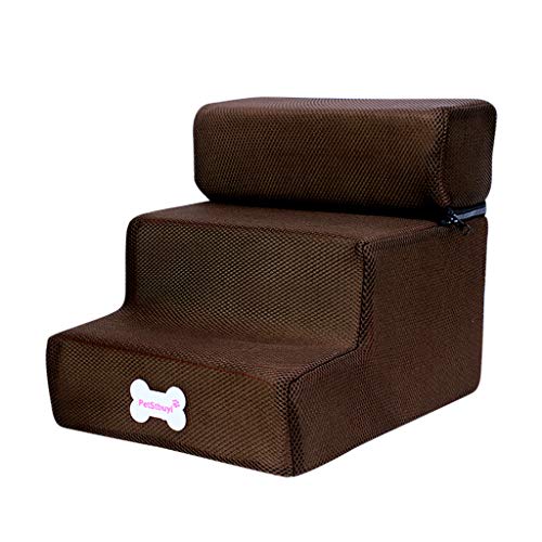 Dog Stairs by Cozy Pet - 3 Steps Folding Pet Stairs Ramp Ladder Removable Cover for Cats Dogs (C)