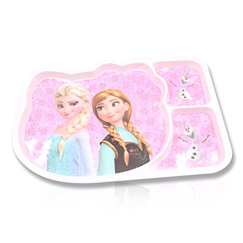 Finex - Set of 3 - Pink Frozen Princess Elsa and Anna Mealtime Kids Dinner Meal Dishes Feeding set for toddlers preschoolers - Set with plate spoon fork Food Grade